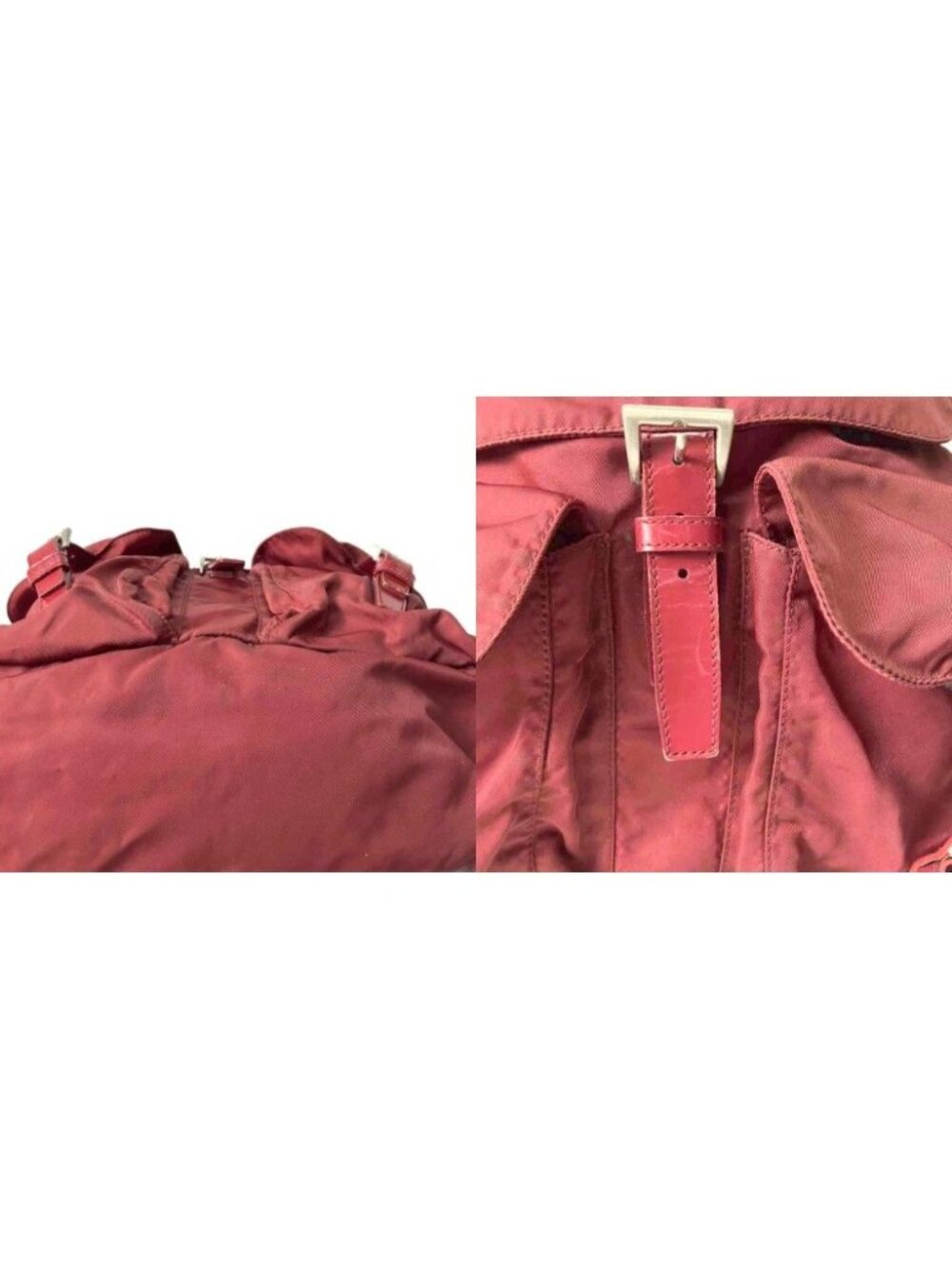 Prada Backpack Sac Nylon Triangle Plate Red - Picture 7 of 9